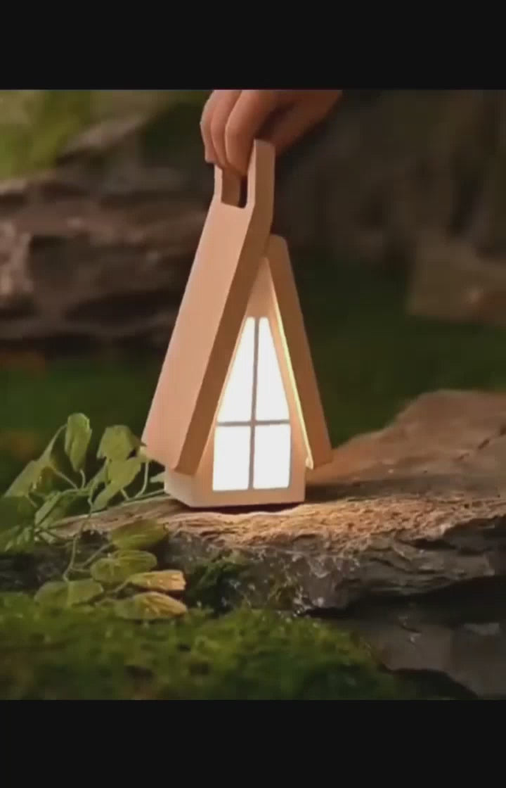 Lámpara de mesa plegable con forma de casa