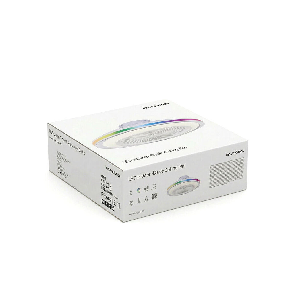 Ventilador de Techo con Luz LED RGB, Aspas Ocultas y Mando a Distancia Nexory InnovaGoods