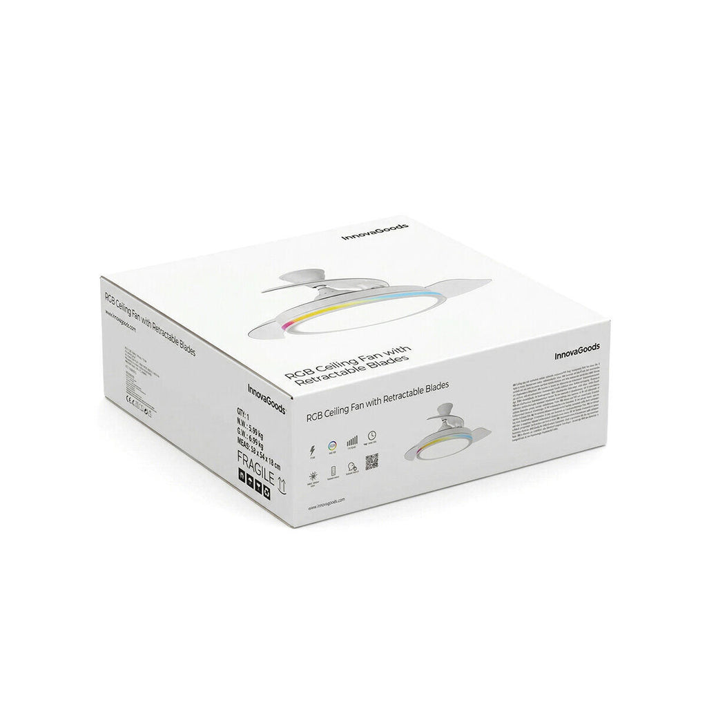 Ventilador de Techo con Luz LED RGB, 4 Aspas Retráctiles y Mando a Distancia InnovaGoods