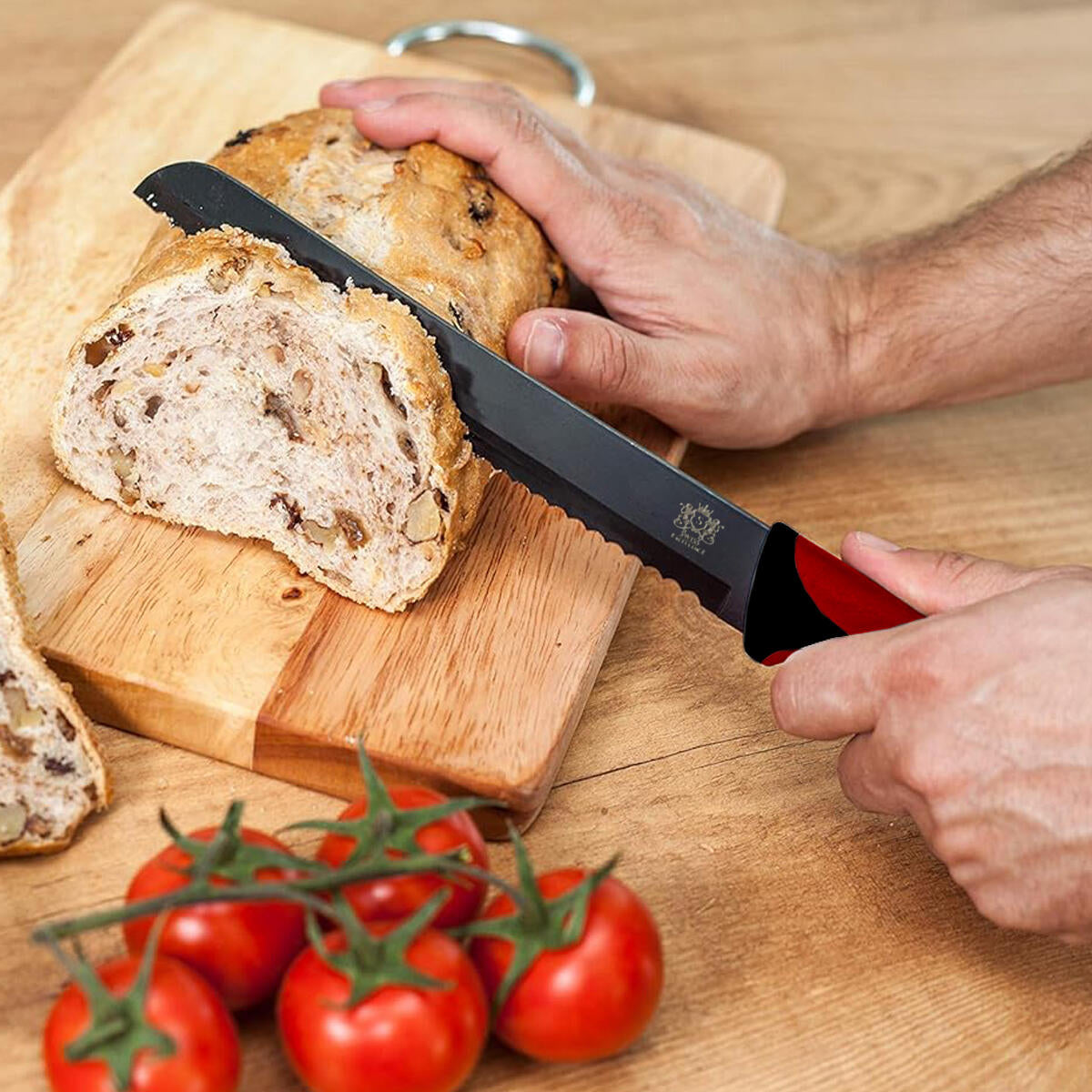 Cuchillos de Cocina Profesionales y Pelador 6 Piezas Antiadherente de Acero Inoxidable Rojo