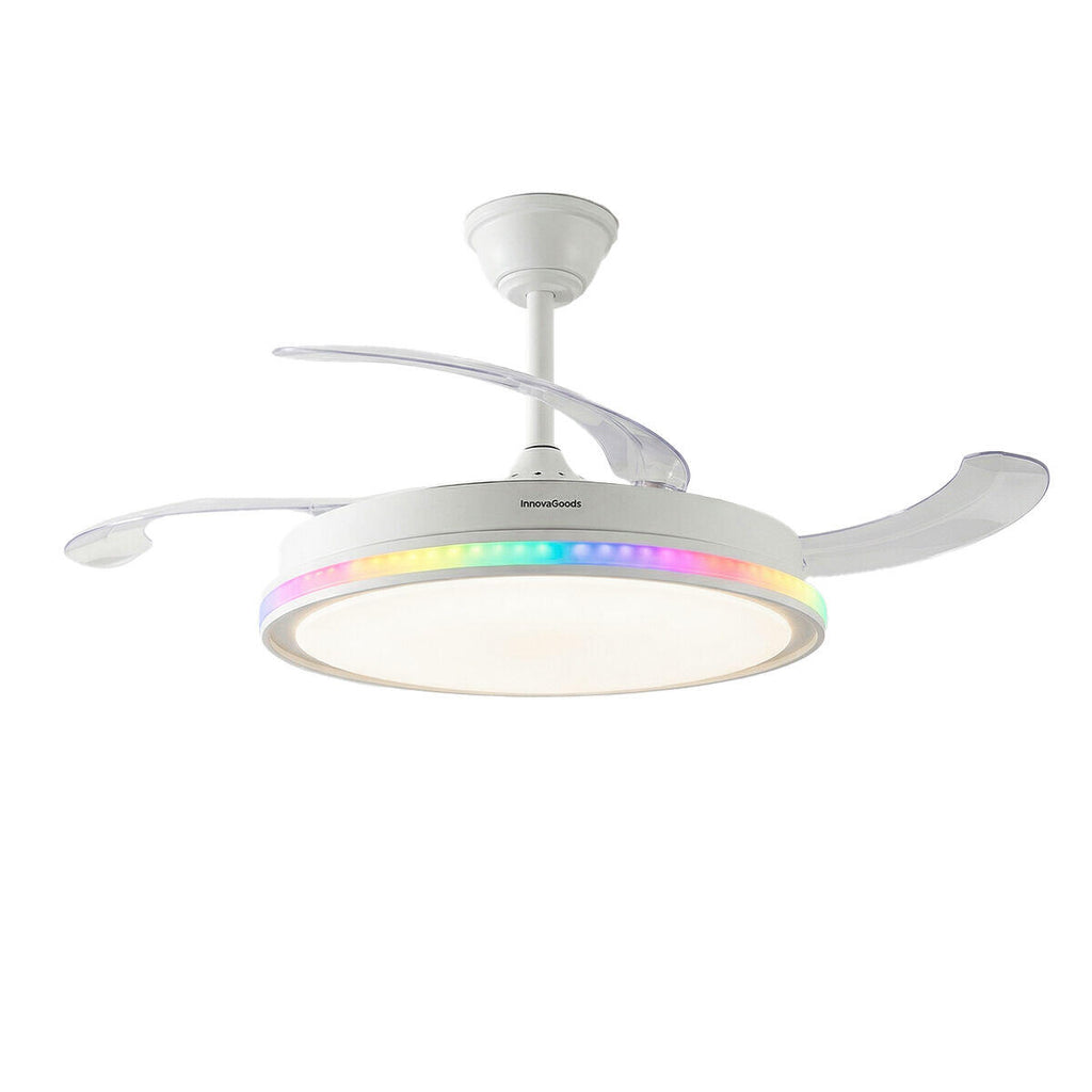 Ventilador de Techo con Luz LED RGB, 4 Aspas Retráctiles y Mando a Distancia InnovaGoods