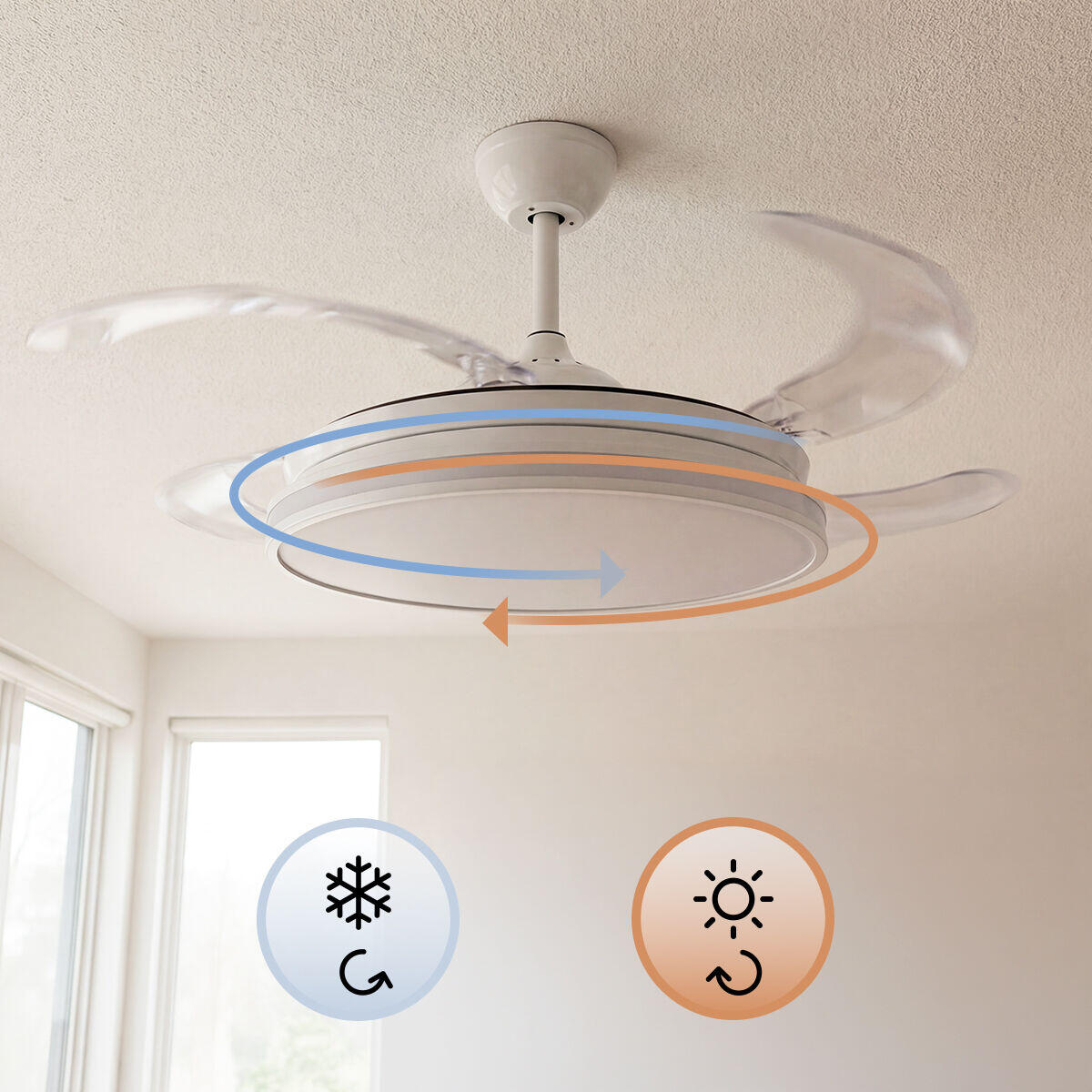 Ventilador de Techo con Luz LED RGB, 4 Aspas Retráctiles y Mando a Distancia InnovaGoods